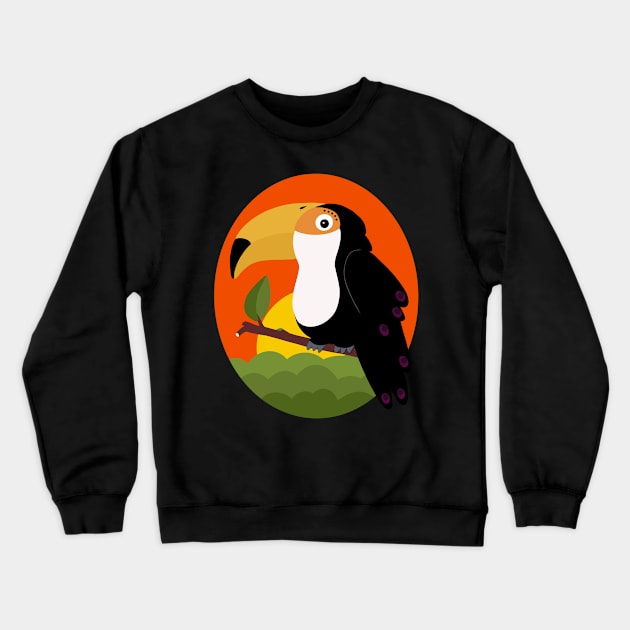 Fun colorful tucan bird sitting in a tree Crewneck Sweatshirt by marina63